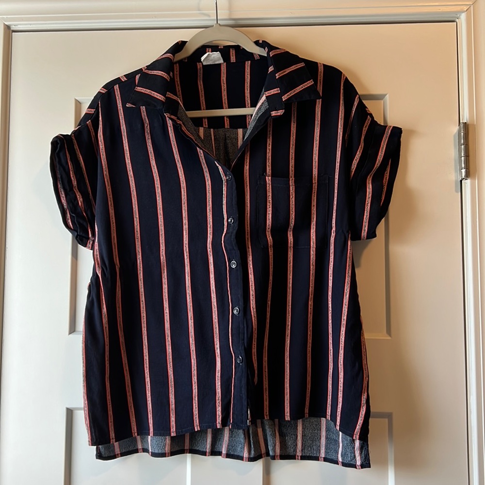 Navy blue shirt with strips medium